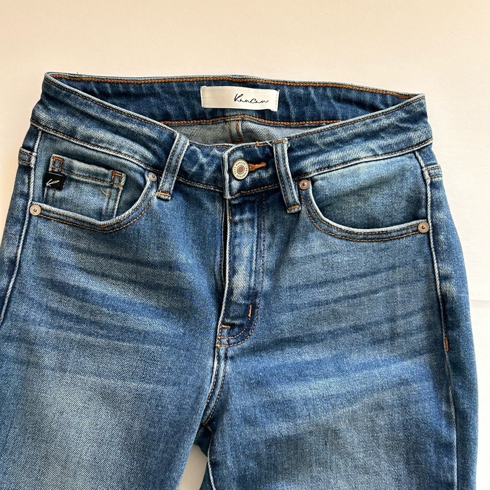Kancan Womens Jeans 5/26 Blue Audrina Mid Rise Ankle Skinny Jeans Fringe‎ Y2K - Picture 3 of 14